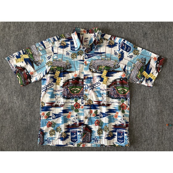 Los Angeles Dodgers Aloha Reyn Spooner Men's Button Up Shirt Hawaiian Size M